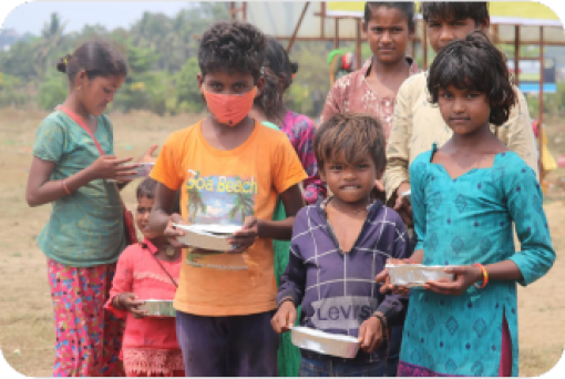 Children receiving a meal