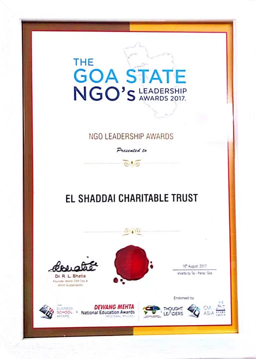 Goa State NGO Leadership Award presentation