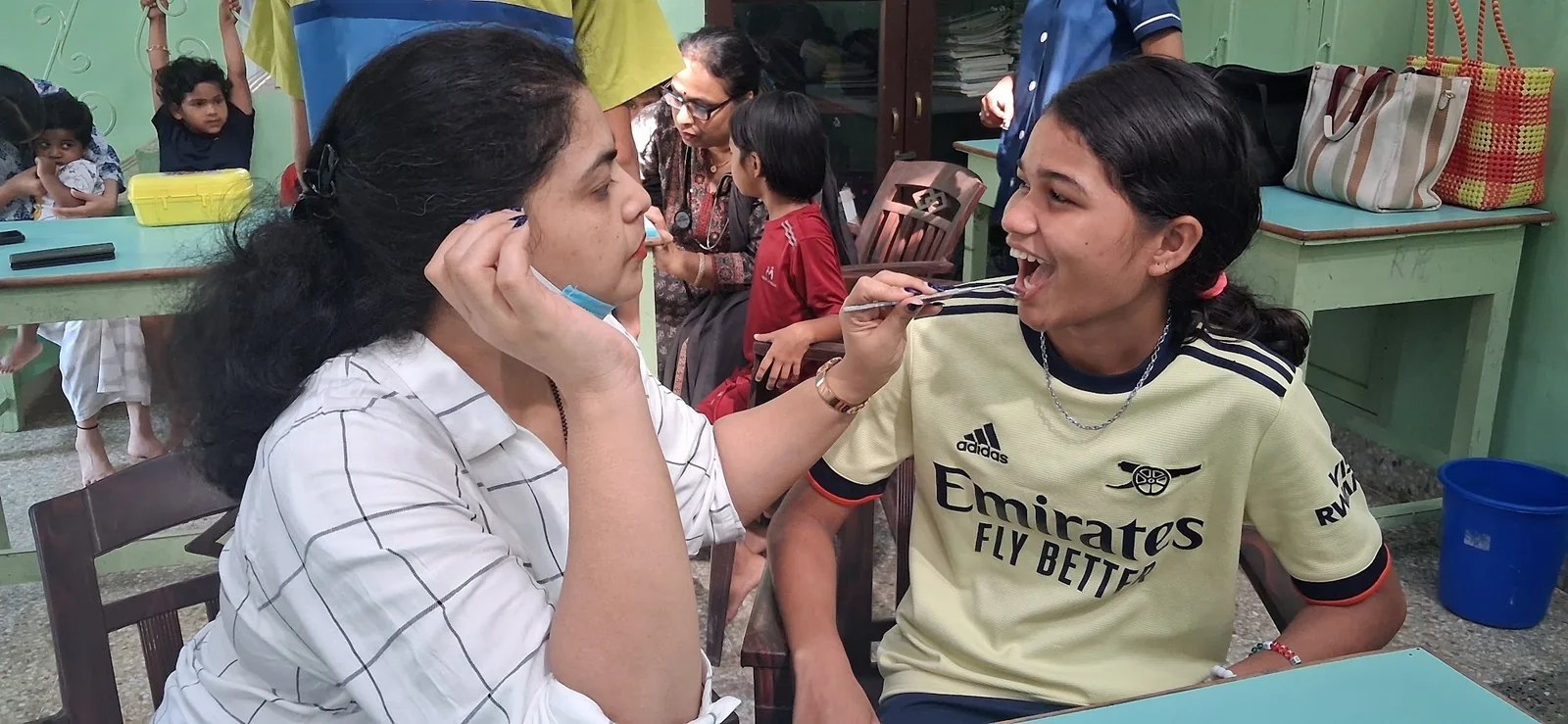 A young person receiving care at an El Shaddai medical camp