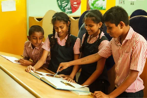 Schoolchildren learning together