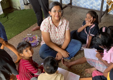 Volunteer with children