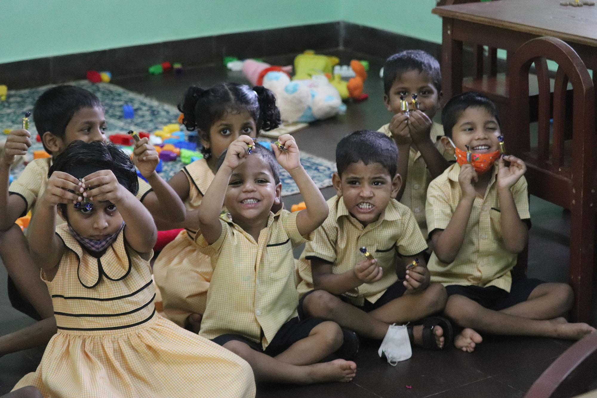 Children taking part in an education project
