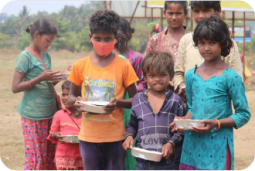Children receiving a meal