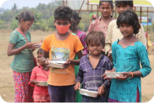 Children receiving a meal